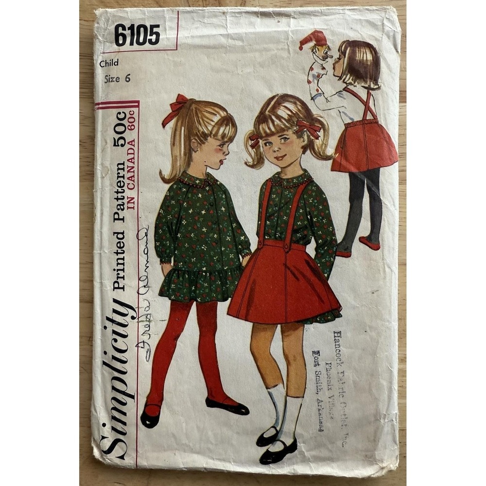 VTG Simplicity Pattern 6105 Dress Suspender Skirt Girl Child Size 6 Cut Complete